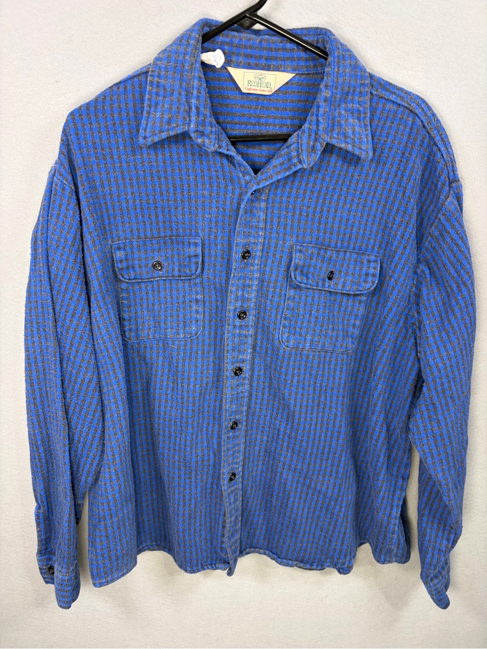 RedHead Vintage 80’s or 90’s Blue flannel Striped Men’s Button-Down Shirt